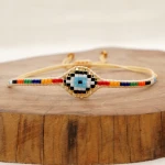 Fashion personality ethnic style eye beaded bracelet Miyuki rice bead braided bracelet women
