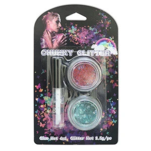 Fashionable super shinning highlighter makeup for face/body/hair chunky glitter kit