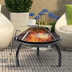 Fireplace, Backyard Patio Fire Bowl, Foldable Legs, Includes Safety Mesh Cover, Poker Stick and Carry Bag, Great for Camping