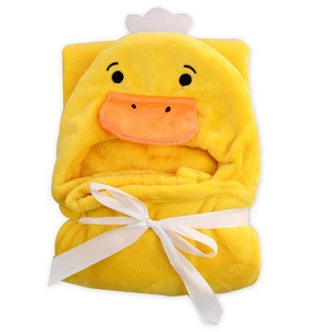 Flannel blanket Cartoon Baby Kids Hooded Bath Towel Soft Baby Towels Animal Shape Hooded duck Bathrobe