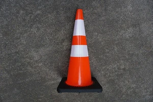 Flexible PVC Traffic Safety Cones Used Orange Cone Black
