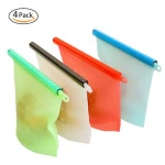 Food Sealer Storage Bag Silicone Storage Food Bags 4 Set Reusable For Fruits Vegetables Meat Fresh Saver