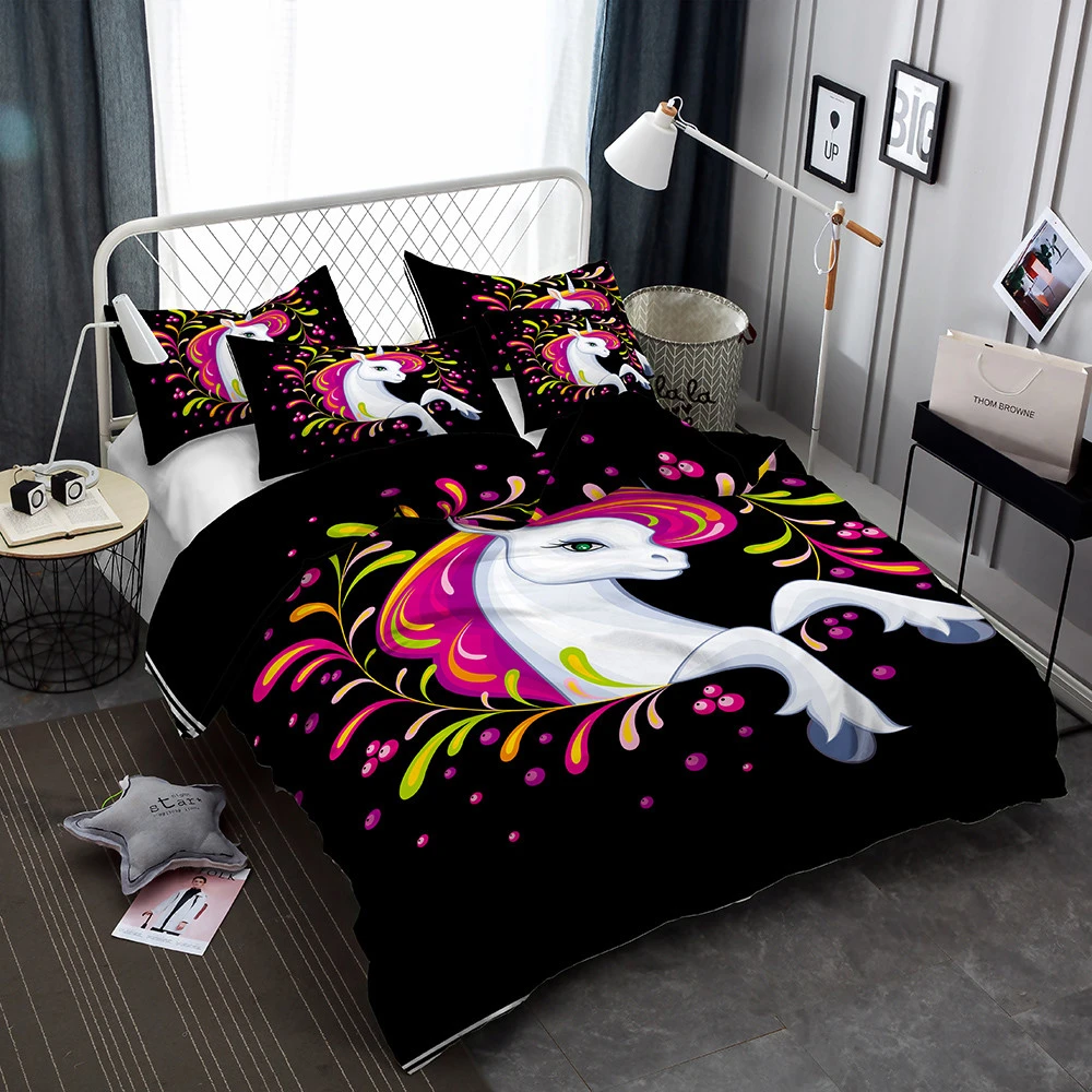 FREE shipping to USA 3D print unicorn bedding set duvet cover set pillowcase