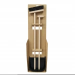 FSC Sustainable High quality upright lobby long handle wooden broom wooden dustpan and brush set