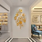 Ginkgo leaf wall clock living room creative fashion mute silent home light luxury personality simple wall mounted hanging clock