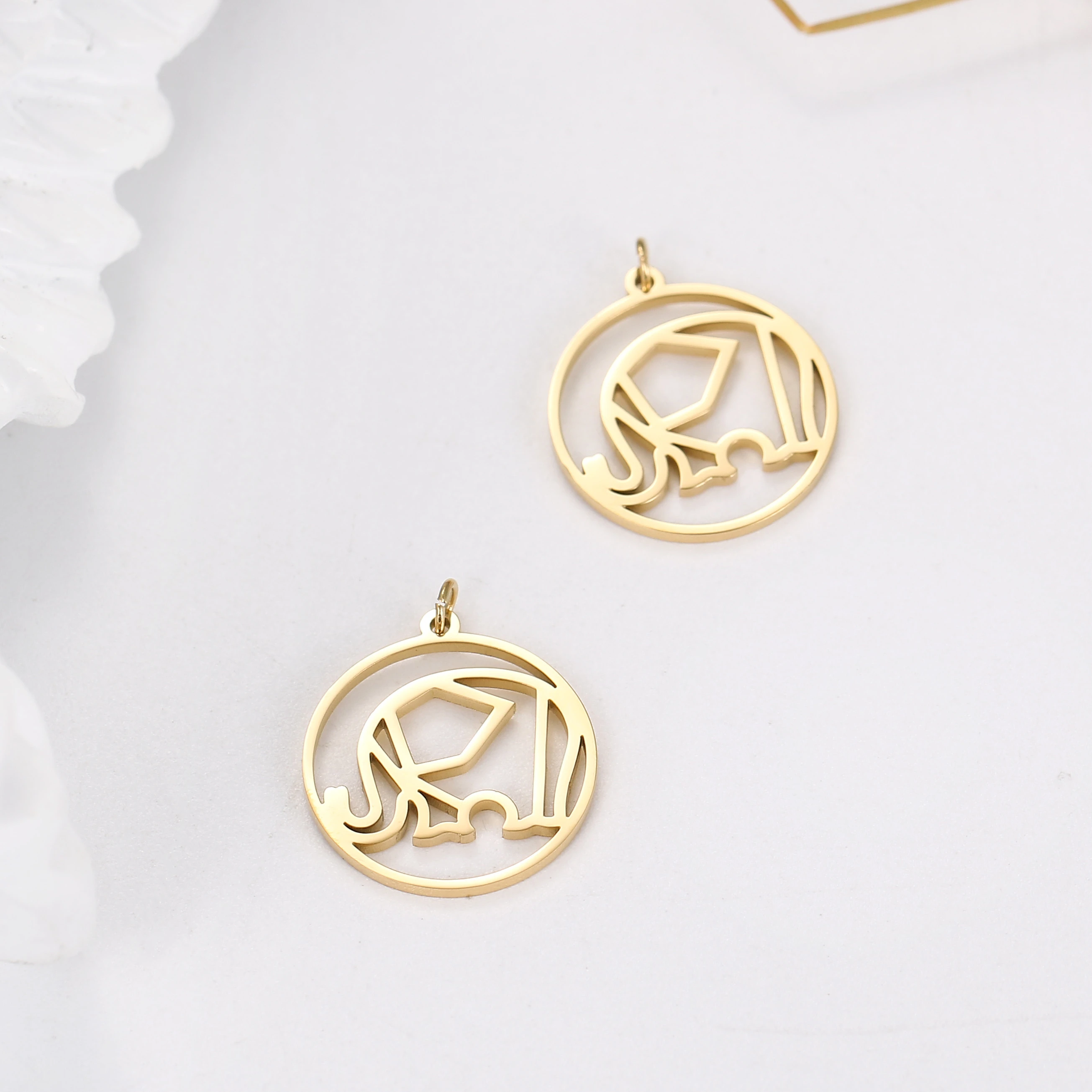 Gold-plated stainless steel hollow elephant earrings necklace accessories female fashion simple accessories