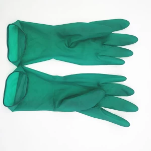 Green, thin, super elastic and comfortable latex safety gloves for household industry