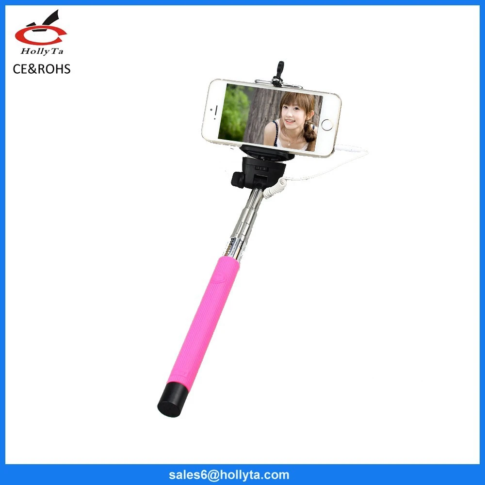 Hand Held Extendable Selfie Monopod, Wholesale Monopod selfie stick with cable