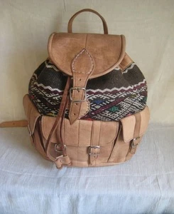 Handcrafted Kilim Leather Moroccan Backpacks