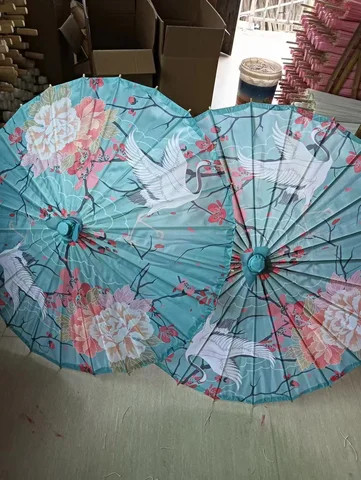 Handmade Oiled Paper Parasol Silk Cloth Umbrella Rainproof Classical Chinese Japanese Art Dance Wedding Party Photography