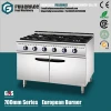 high efficiency free standing stainless steel European burner 6 burner cooker gas range with cabinet