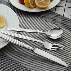 High Grade Stainless Steel Cutlery Custom Logo 304 Stainless Steel Spoons Forks Knives Flatware Set Couverts Set for Hotel