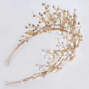High quality freshwater pearl beads bridal wedding crown bridals tiaras