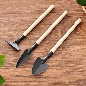 High Quality Mini Garden Tools Small Sand Shovel and Spade with Wooden Handle Carbon Steel Digging Shovels Kit Set