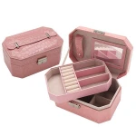 High Quality Portable PU Jewelry Organizer Box with Lid for Rings