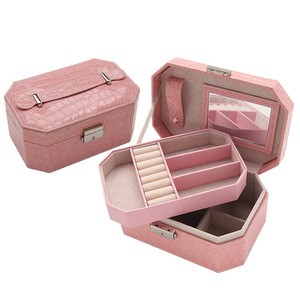 High Quality Portable PU Jewelry Organizer Box with Lid for Rings