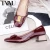 Import High Quality Square Short Heel Patent Leather Metal Buckle Pu Leather Office Ladies Shoes For Women from China