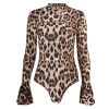 high turtle neck one-piece ladies catsuit erotic leopard sexy jumpsuits clubwear