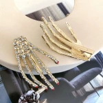 Hips Hops Punk Night Club  Rhinestone Skull Claw Hand Hair Clips Bling Hair Pins