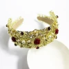 HO HO fashion show Baroque fashion show crystal coconutBaroque golden porcelain flower earing court crown headband