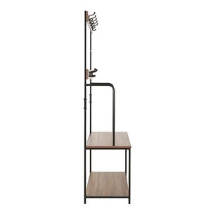 HOME Furniture  Walnut Colour Black Steel Frame Coat Stand with 2 Shelves