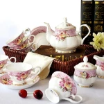 Hot sale ceramic tea set bone china coffee set Modern coffee &tea sets Tea Pot cup and saucer  sugar pot milk pot