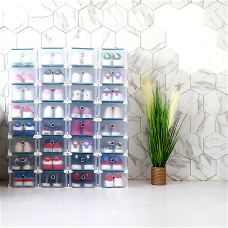 Hot Sale Household Metal Hemming Transparent Shoes Organizer Drawer Shoe Plastic Storage Box
