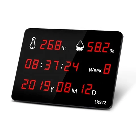 Hot-selling large screen LED display clock calendar external alarm wall-mounted indoor special temperature and humidity meter