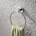 Hotel Bathroom Lavatory 304 Stainless Steel Chromed Wall Mounted Bath Towel Ring SUS304 Round Towel Holder Towel Hanger