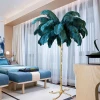 Hotel Decoration Designer Modern Tree Stand Copper  Feather Floor Lamp White Feather Shade Floor Lamp Lights