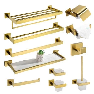 Hotel Luxury toilets stainless steel Brushed Gold bathroom hardware fittings accessories sets