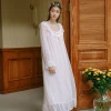HSZ  New Feeling Sleepwear for Girls royal court Type cotton knit  NightGown with Elegant Lace Decoration