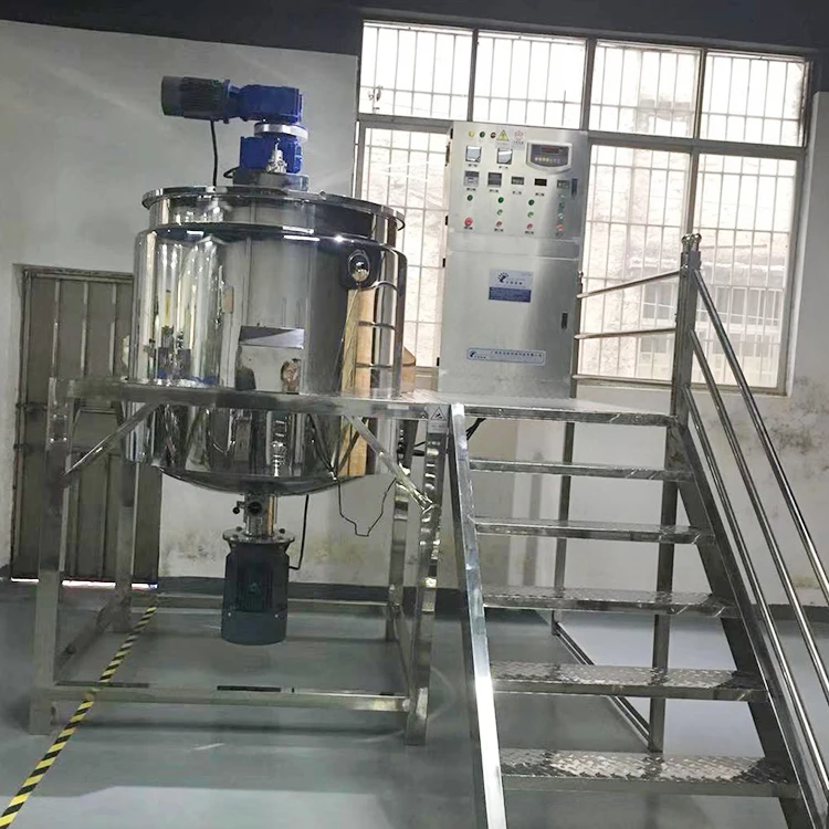HY-C-2T cosmetic cream shampoo making machine hydraulic lifting Vacuum emulsifying mixer liquid soap production line