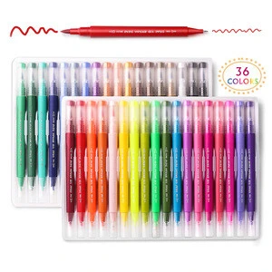 In stock 36 Colors Art Marker Twin Tip Water-based Real Fine Midliner Lettering Calligraphy Brush Pen Set For Painting