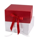 In stock folding ribbon decoration white luxury magnetic gift box packaging