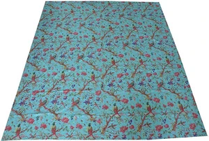 Indian handmade cotton floral print king size kantha quilt
