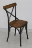 Industrial Vintage X Back Chair French style Antique Pine Wood X Back Chair Restaurant Cafe Dining Wooden Iron X Back Chair