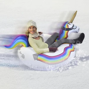 Inflatable ski ring snow single sled thickened cold-resistant inflatable unicorn winter outdoor flamingo toy