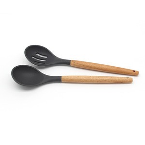 Ins Style Bamboo Wooden Handles Silicone Kitchen Cooking Tools Utensils set