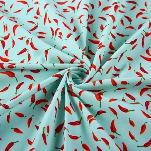 Ins style blue little pepper fresh polyester spun rayon printed fabric