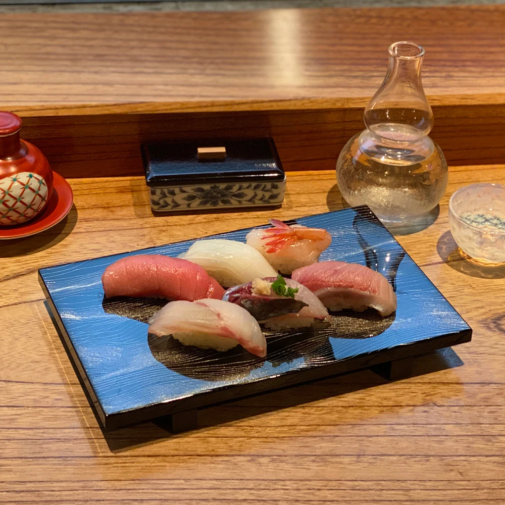 Japanese ceramic plate ceramic boat with perfect mirror sushi dish set