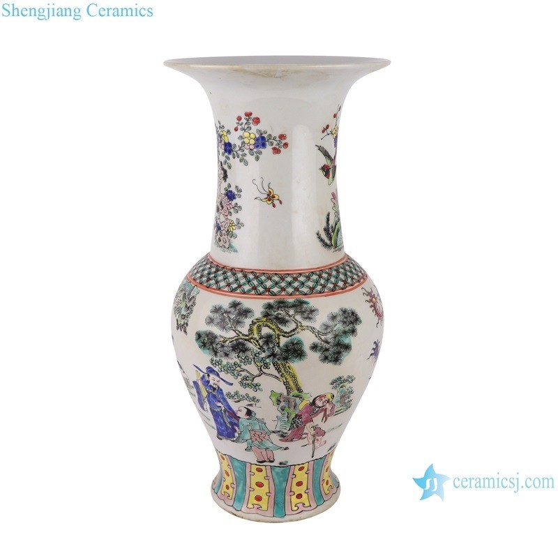 Jingdezhen Painted Vase with Three Immortals Figures and Pine Tree Pattern