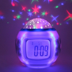 Kids Bedroom Smart Home Travel Children Snooze Bedside with LED Backlight Colorful Star Sky Projection Alarm Clock