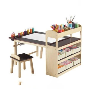 Kids Study Table And Chair Kids Furniture  Wooden Drawing Table Table With Side Cabinet