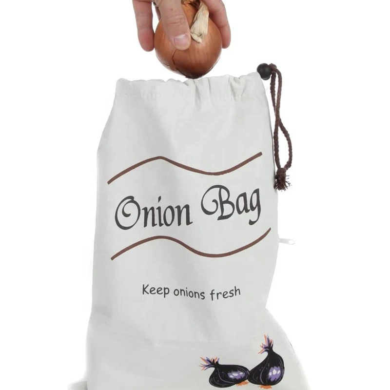 Kitchen Drawstring Onions Vegetable Bag Designed to Keep Onions Fresh for Longer