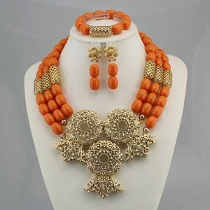 KJ2402 African fashion nigeria wedding jewelry sets beads for women