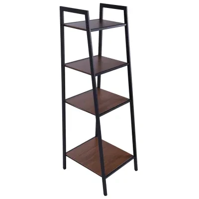 Ladder Shelf 4 Tier Bookcase Metal and Wood Bookshelf Home Office Storage Rack Shelf Plant Stand