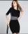 Import Ladies latest dress with knitted color patchwork half sleeves slimming dress from China