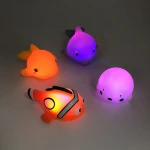 LED flashing fish sea animal light up baby bath toy set