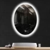 LED Lighted Bathroom Vanity Oval Mirror with Modern Touch Switch